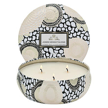 Load image into Gallery viewer, Jasmine Midnight Blooms 3 Wick Tin Candle
