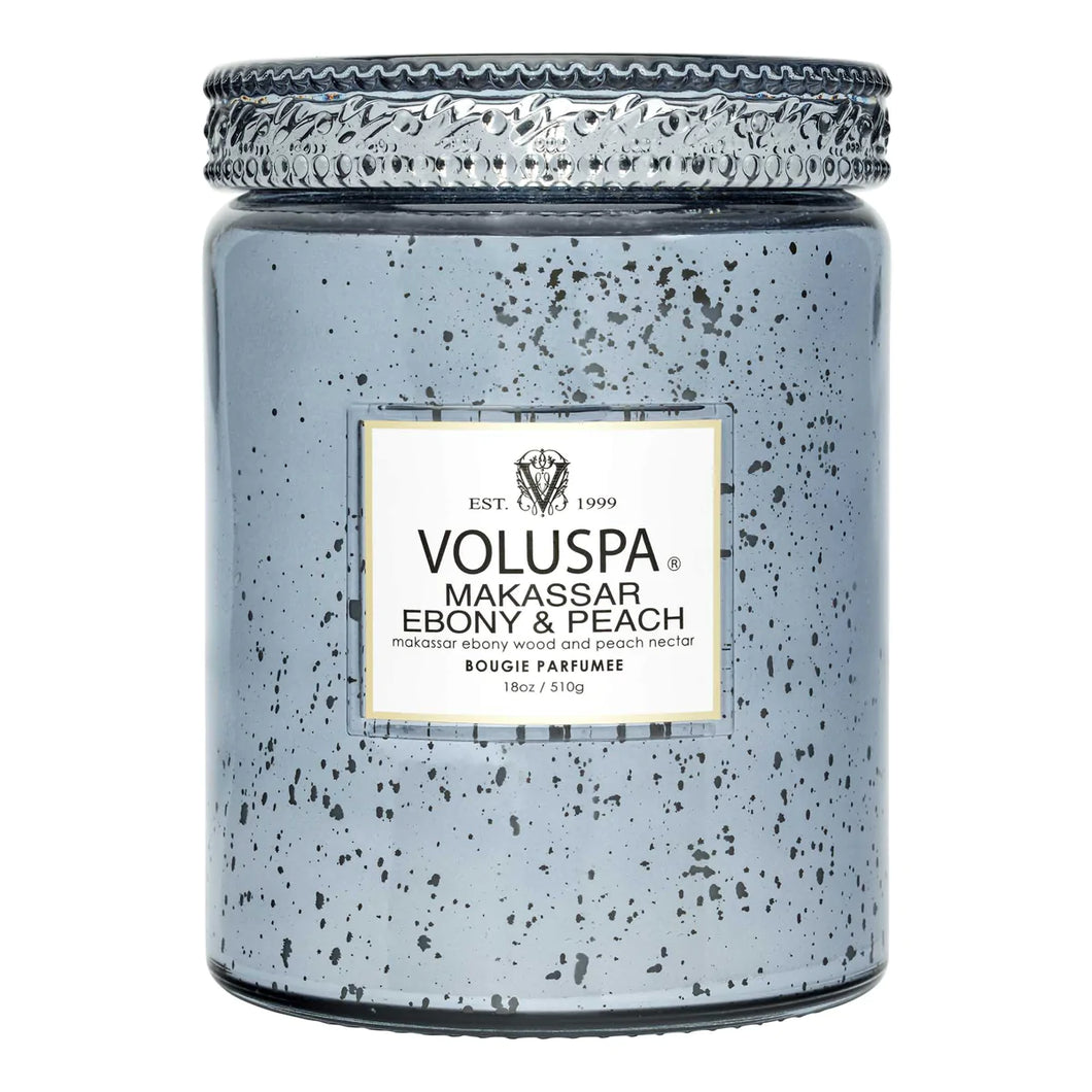 Makassar Ebony & Peach Large Glass Jar Candle